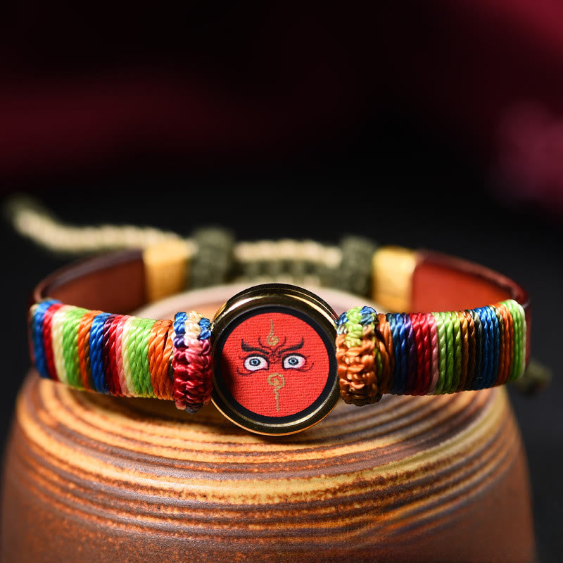 Buddha Stones Tibetan Five Directions Gods Of Wealth Buddha Eye Blessing Bracelet - image 8