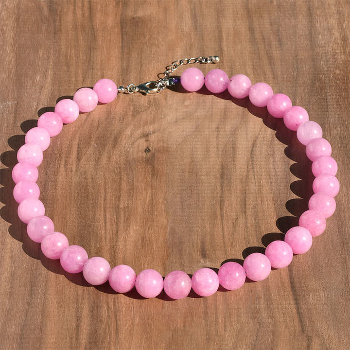 Buddha Stones 12mm Natural Crystal Aquamarine Tourmaline Bead Healing Necklace - Natural Kunzite(Color May Vary) - image 6
