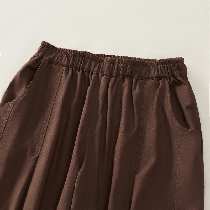 Buddha Stones Spring Casual Elastic Waist Pleated Solid Women's Harem Pants With Pockets - image 2