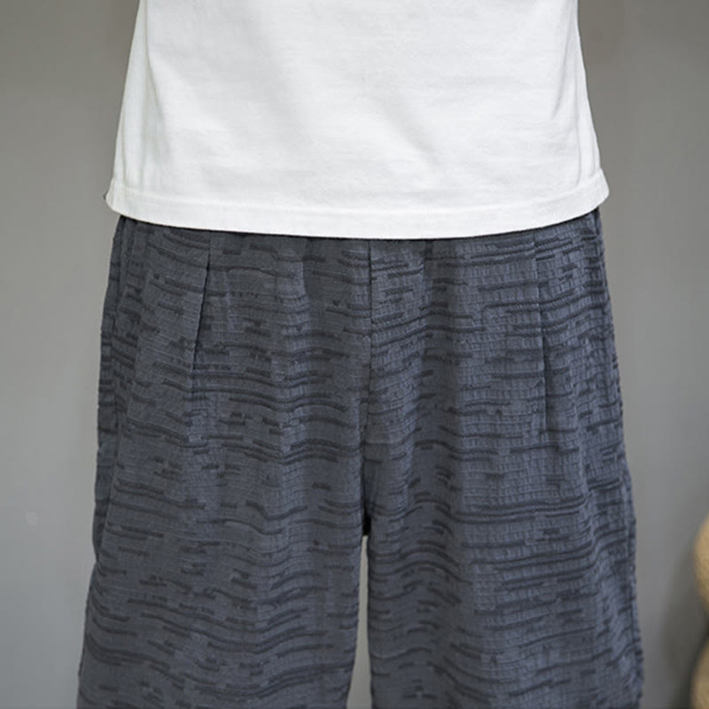 Buddha Stones Summer Minimalist Side Slit Solid Men's Harem Three-Quarter Pants With Pockets - image 11
