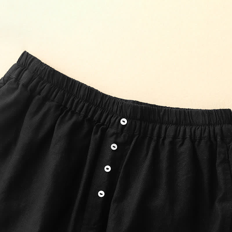 Buddha Stones Summer Minimalist Button-Up Elastic Waist Solid Women's Shorts With Pockets - image 10