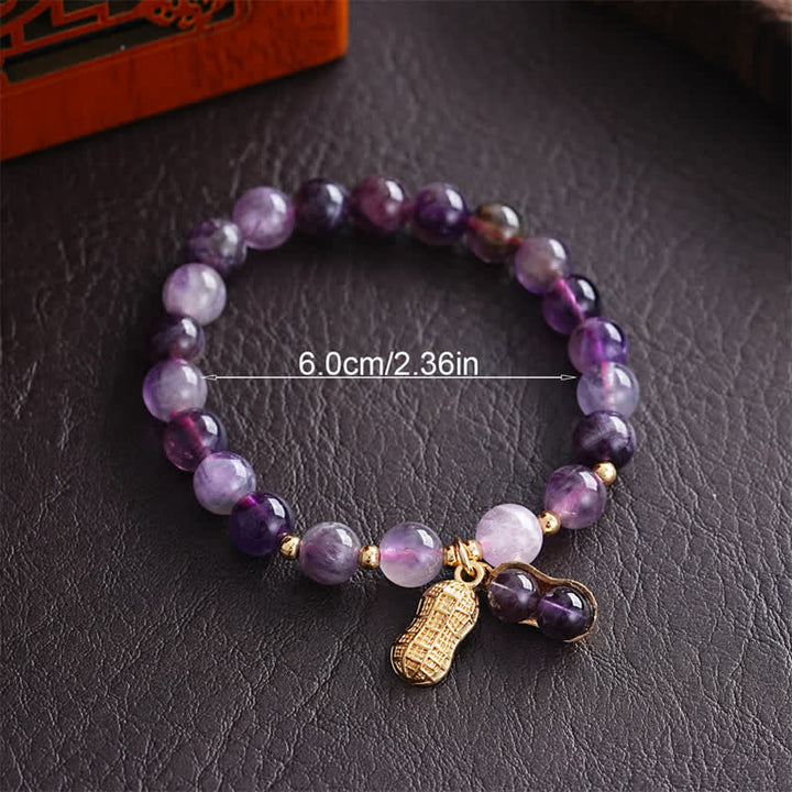 Buddha Stones Natural Amethyst Peanut Good Things Happen Healing Bracelet - image 3