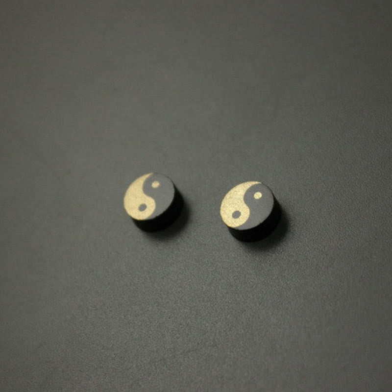 Buddha Stones Ebony Wood Yin Yang Balance Stud Earrings - image 9