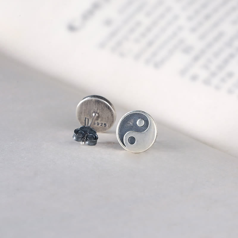Buddha Stones 925 Sterling Silver Yin Yang Balance One Stud Earring - image 4