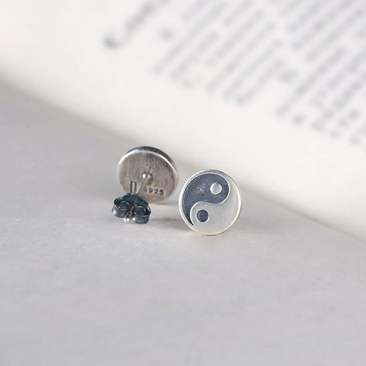 Buddha Stones 925 Sterling Silver Yin Yang Balance One Stud Earring - image 4
