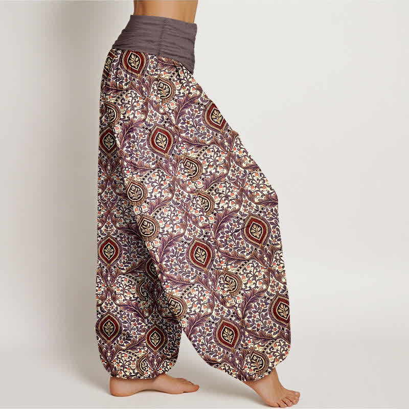 Buddha Stones Pure Cotton Paisley Diamond Pattern Women's Elastic Waist Harem Pants - image 4