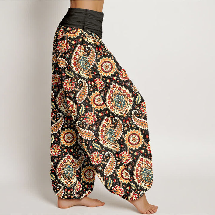 Buddha Stones Cotton Bohemian Mandala Paisley Pattern Women's Elastic Waist Harem Pants - image 1