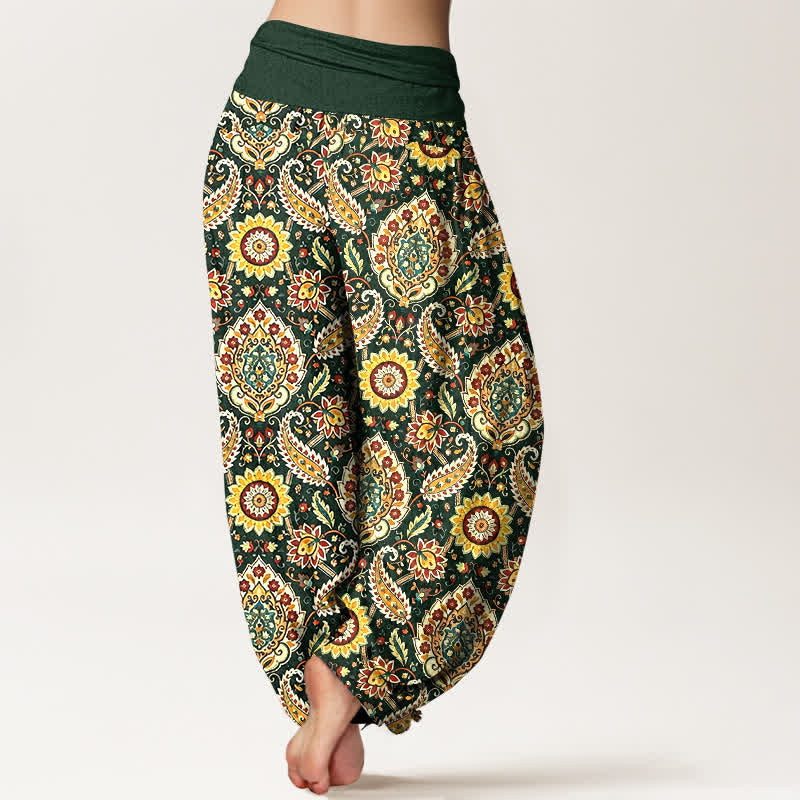 Buddha Stones Cotton Bohemian Mandala Paisley Pattern Women's Elastic Waist Harem Pants - image 5