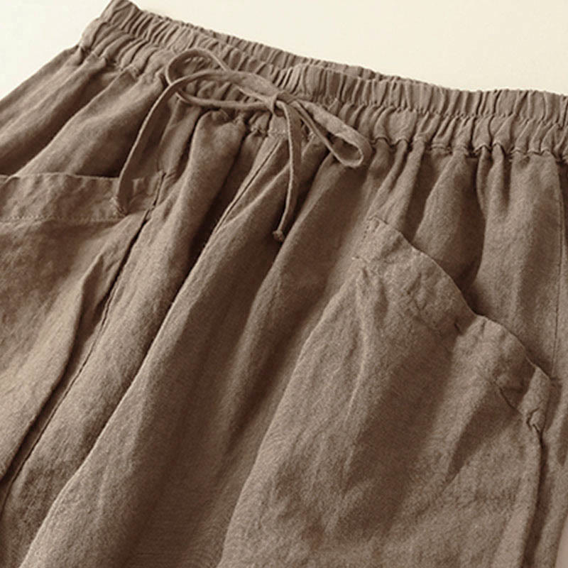 Buddha Stones Commute Women's Plain Harem Capri Cotton Pants With Pockets - image 1