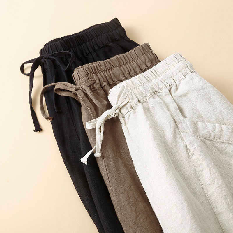 Buddha Stones Commute Women's Plain Harem Capri Cotton Pants With Pockets - image 17