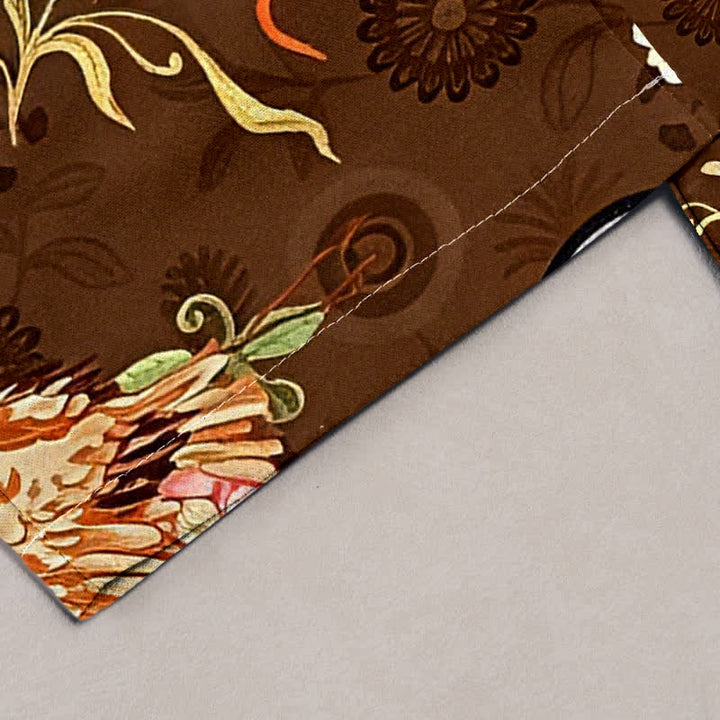 Buddha Stones Pure Cotton White Crane Floral Medallion Pattern Women's Elastic Waist Pants With Pockets - image 1