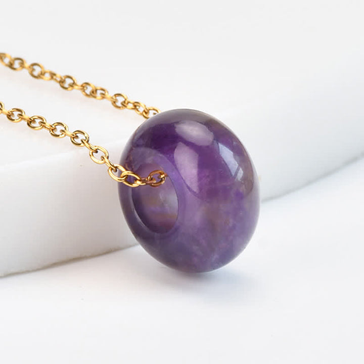Buddha Stones Natural Rose Quartz Green Aventurine Round Crystal Healing Necklace - Natural Amethyst(Color May Vary) - image 16