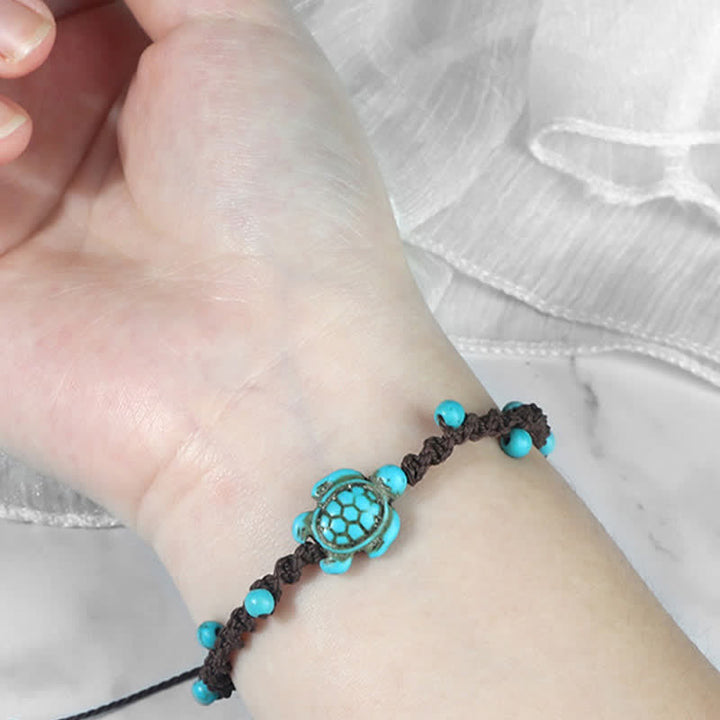Buddha Stones Turquoise Turtle Design Braided Rope Protection Bracelet - image 19