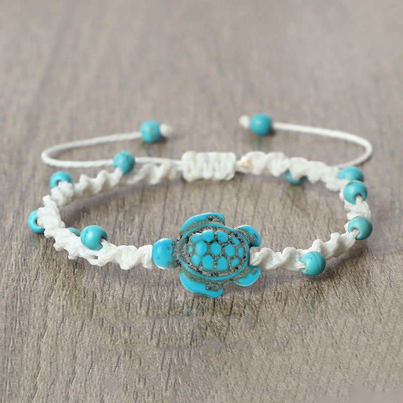 Buddha Stones Turquoise Turtle Design Braided Rope Protection Bracelet - image 15