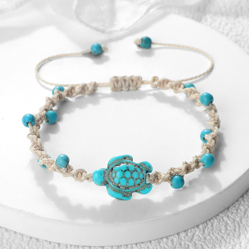 Buddha Stones Turquoise Turtle Design Braided Rope Protection Bracelet - image 2