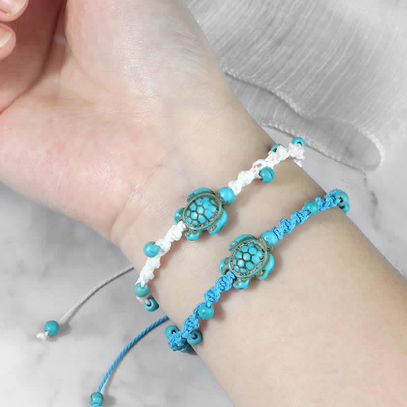 Buddha Stones Turquoise Turtle Design Braided Rope Protection Bracelet - image 25