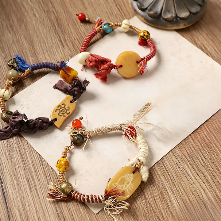Buddha Stones Bone Fu Character Braided Rope Peace Bracelet - image 9