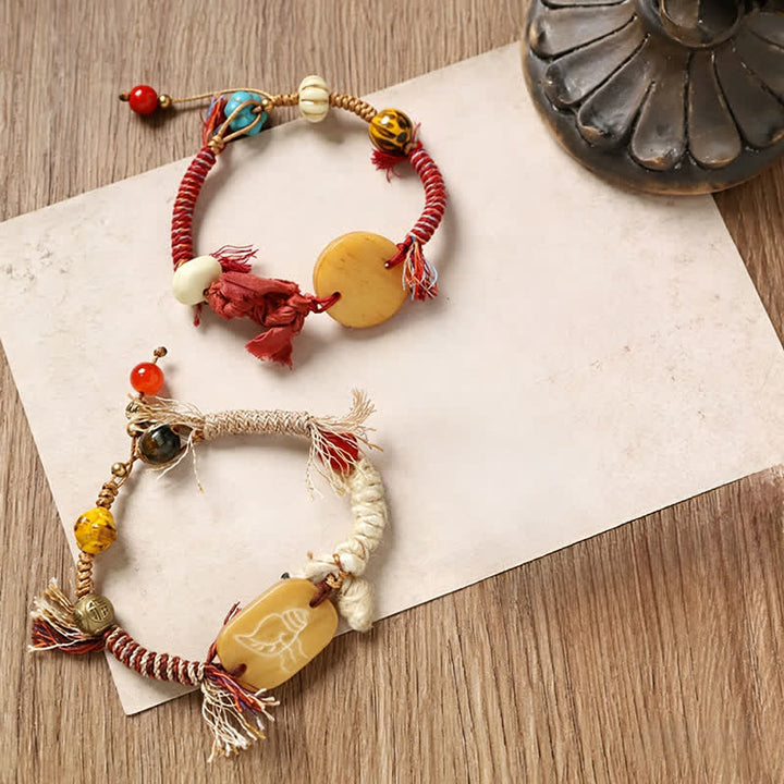 Buddha Stones Bone Fu Character Braided Rope Peace Bracelet - image 8