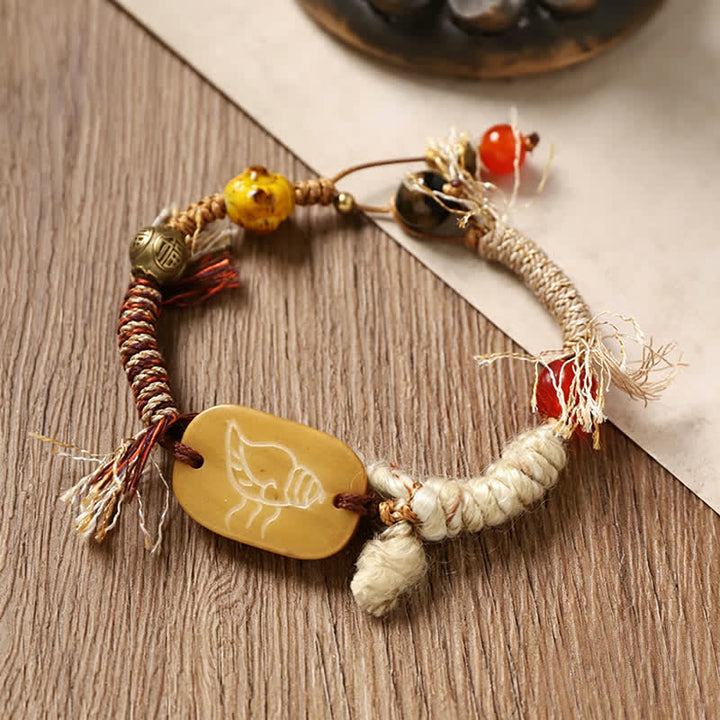 Buddha Stones Bone Fu Character Braided Rope Peace Bracelet - image 3