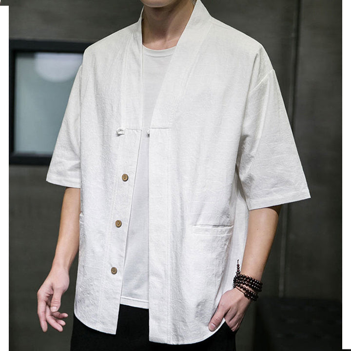 Buddha Stones Summer V-Neck Buttons Shattered Pattern Men's Short Sleeve Shirt With Pockets - image 25