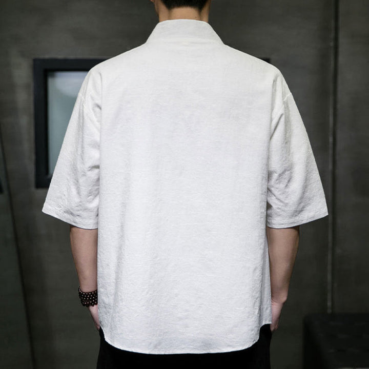 Buddha Stones Summer V-Neck Buttons Shattered Pattern Men's Short Sleeve Shirt With Pockets - image 27