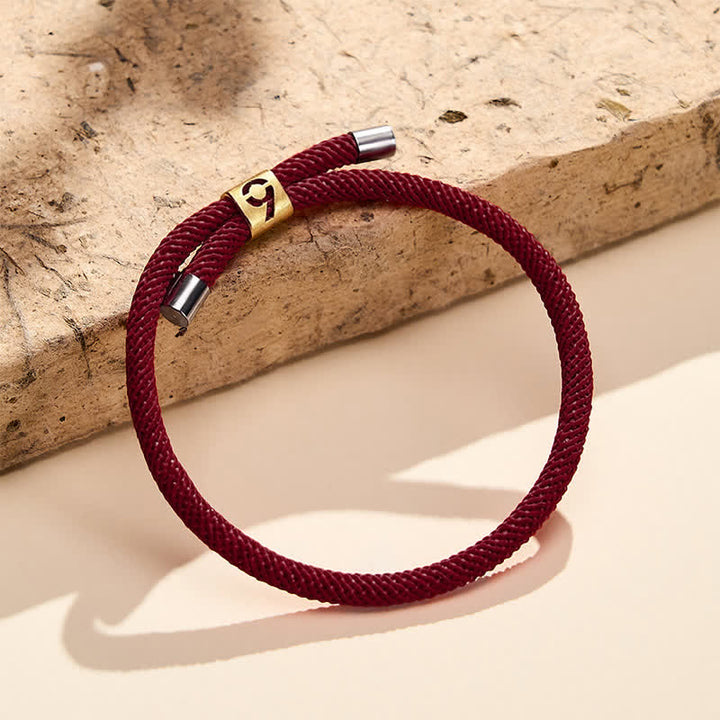 Buddha Stones Single-Digit Angel Numbers Adjustable String Protection Bracelet - Dark Red Rope(Wrist Circumference: 15-23cm) - 9 - image 46