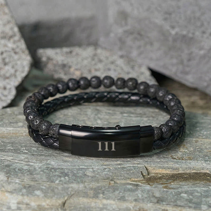 Buddha Stones Lava Rock Angel Numbers Double Wrap Leather Faith Bracelet - image 12