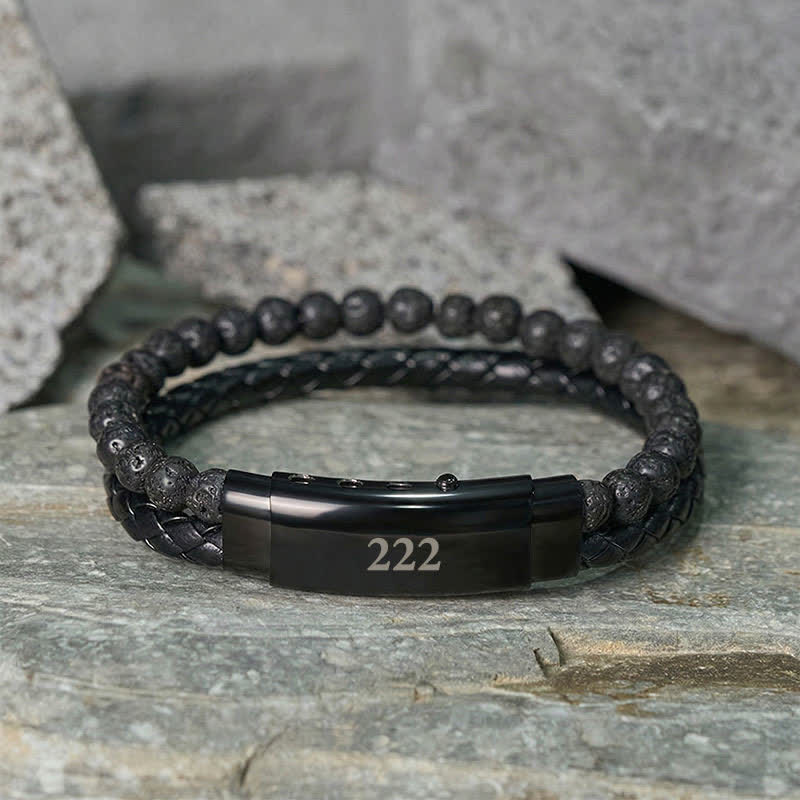 Buddha Stones Lava Rock Angel Numbers Double Wrap Leather Faith Bracelet - image 16