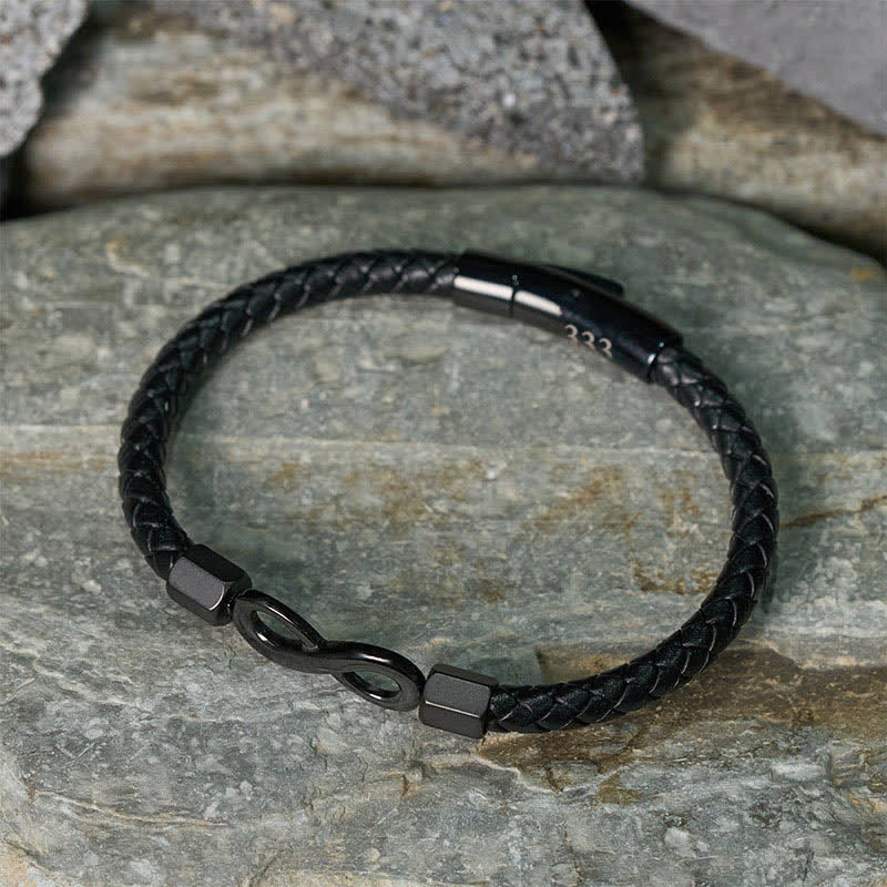 Buddha Stones Angel Numbers Infinity Symbol Leather Faith Bracelet - image 12