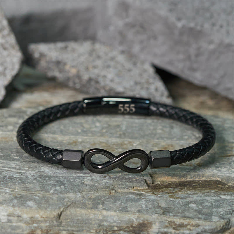 Buddha Stones Angel Numbers Infinity Symbol Leather Faith Bracelet - image 19