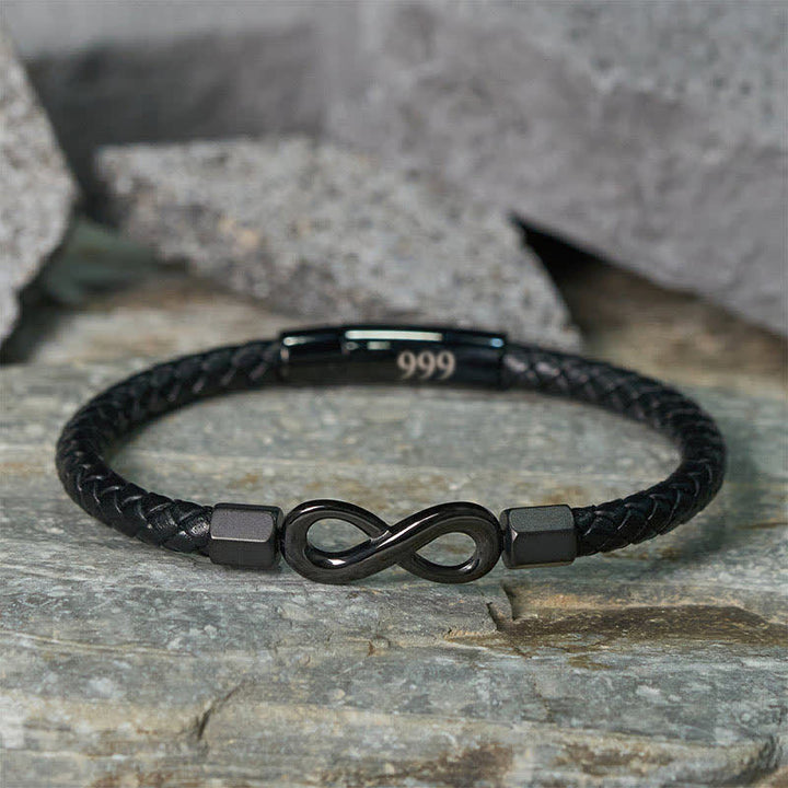 Buddha Stones Angel Numbers Infinity Symbol Leather Faith Bracelet - image 35