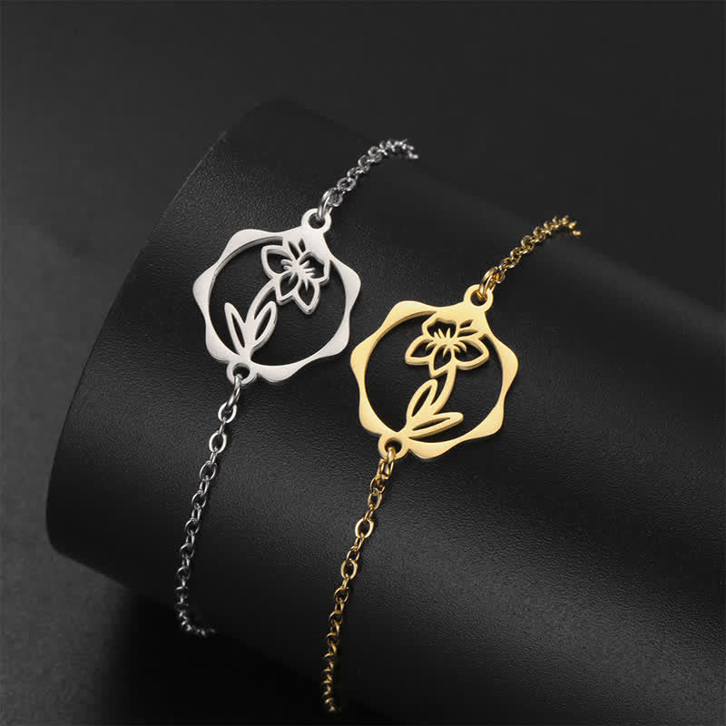 Buddha Stones Titanium Steel Birth Flower New beginning Bracelet - image 27
