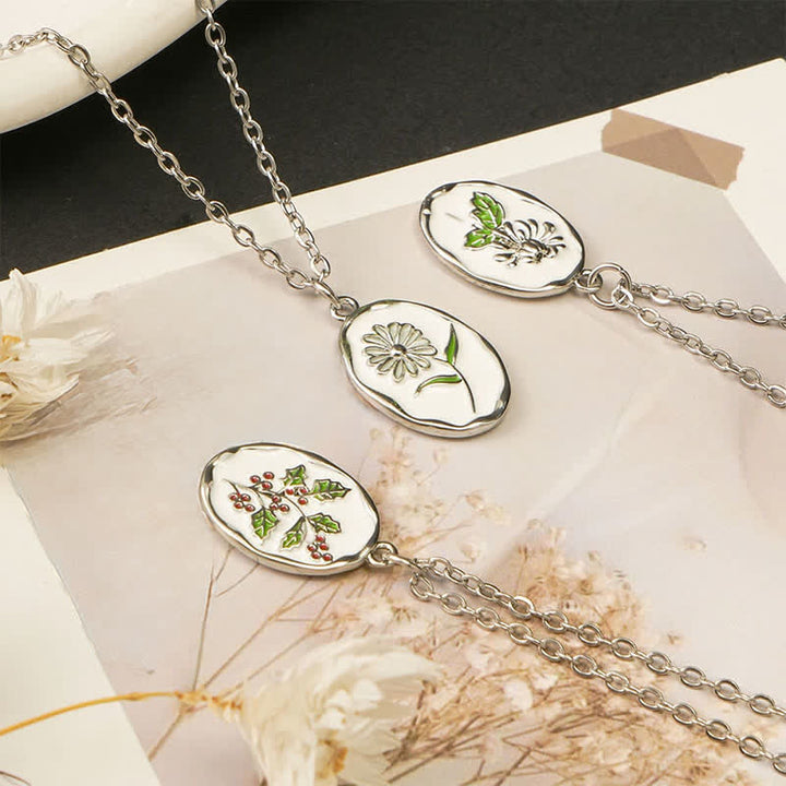 Buddha Stones Titanium Steel Birth Flower Strengthen Pendant Necklace - image 30