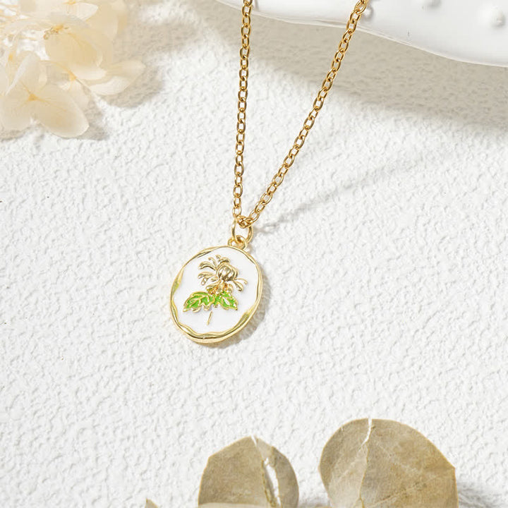 Buddha Stones Titanium Steel Birth Flower Strengthen Pendant Necklace - Chrysanthemum - Golden Titanium Steel - image 23