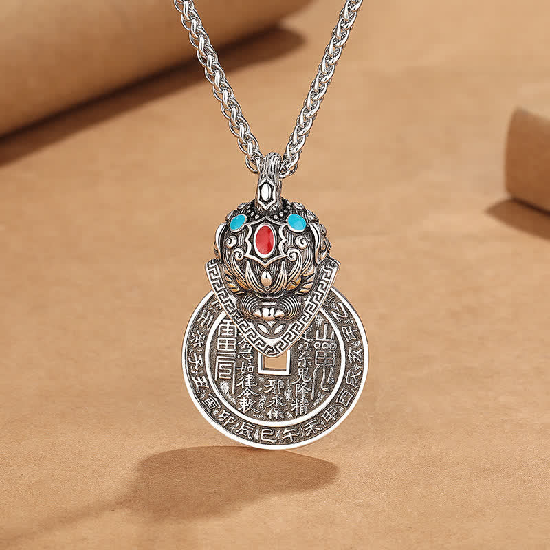 Buddha Stones Copper PiXiu Chinese Coin Wealth Enamel Vintage Necklace - Copper(Wealth ♥ Self Care) - image 0