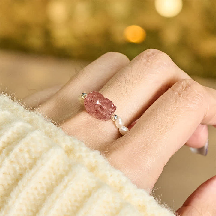 Buddha Stones 3mm Mini Beads Natural Moonstone Tourmaline Garnet Pearl Strawberry Quartz PiXiu Healing Elastic Ring - image 25