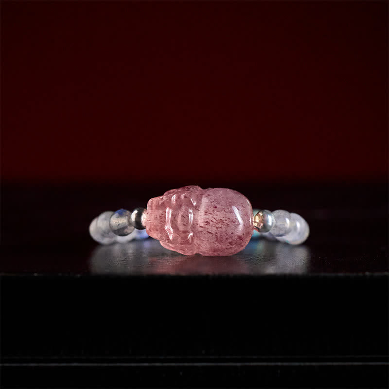 Buddha Stones 3mm Mini Beads Natural Moonstone Tourmaline Garnet Pearl Strawberry Quartz PiXiu Healing Elastic Ring - image 11