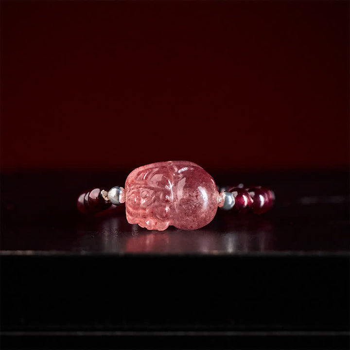 Buddha Stones 3mm Mini Beads Natural Moonstone Tourmaline Garnet Pearl Strawberry Quartz PiXiu Healing Elastic Ring - image 3