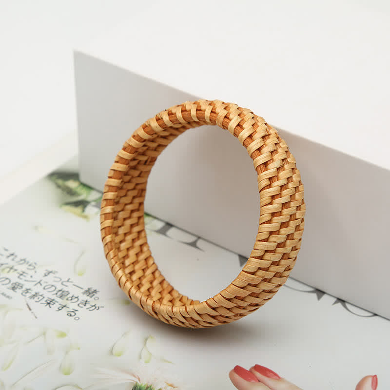 Buddha Stones Natural Rattan Protection Hand-Woven Boho Wide Bracelet Bangle - image 6