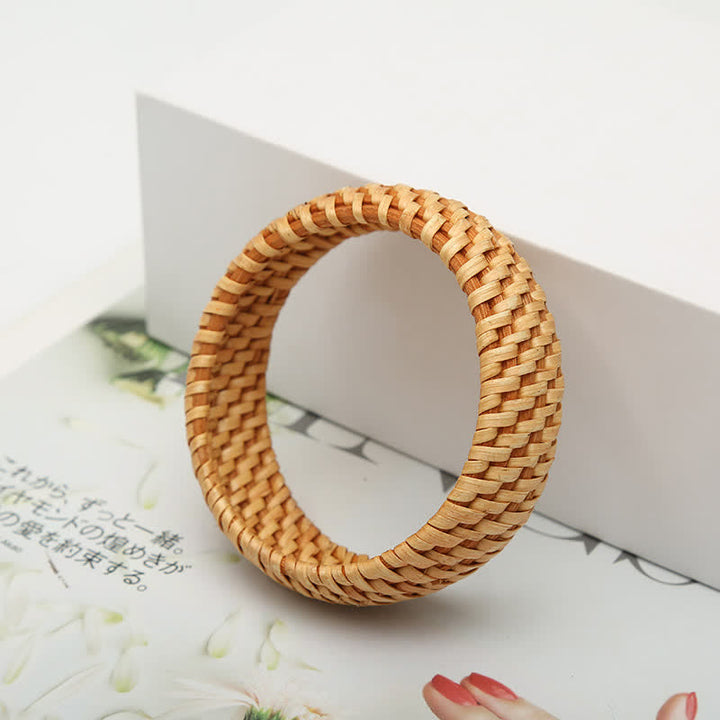Buddha Stones Natural Rattan Protection Hand-Woven Boho Wide Bracelet Bangle - image 6