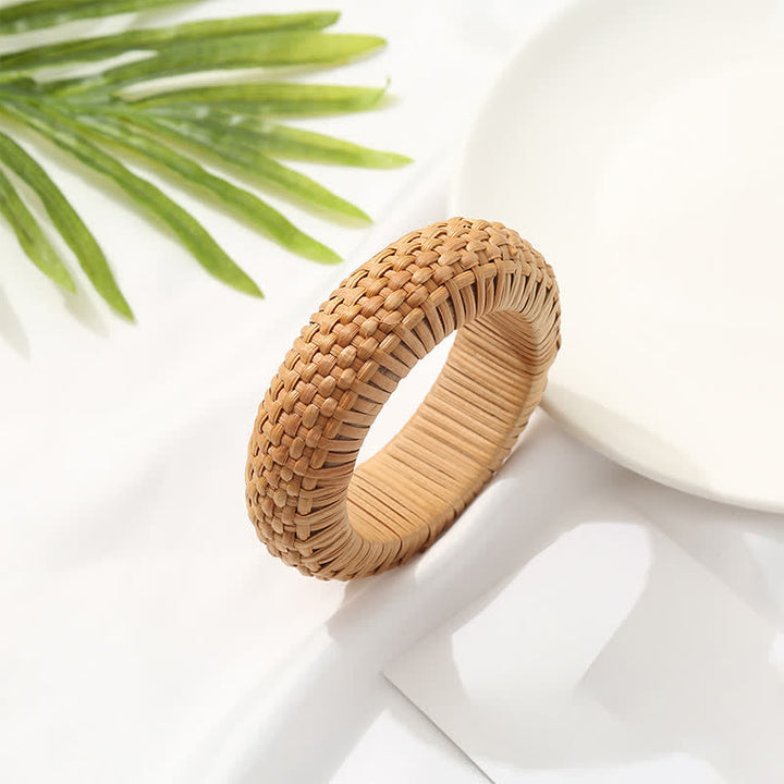 Buddha Stones Hand-Woven Rattan Grounding Bohemian Beach Wide Bracelet Bangle - image 3