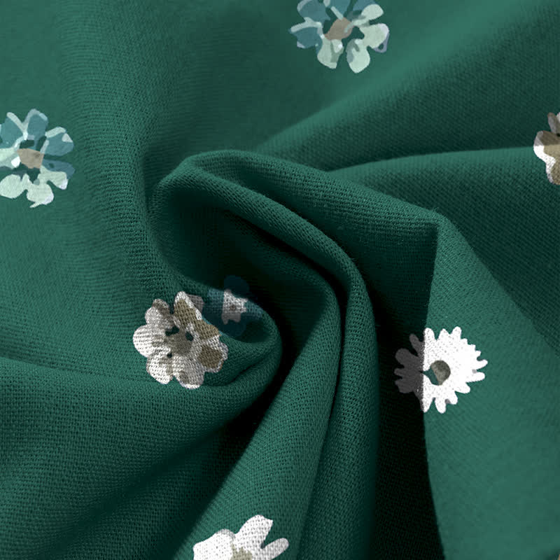 Buddha Stones Cotton Linen Vintage Daisy Floral Pattern Women's Elastic Waist Wide Leg Pants With Pockets - image 3