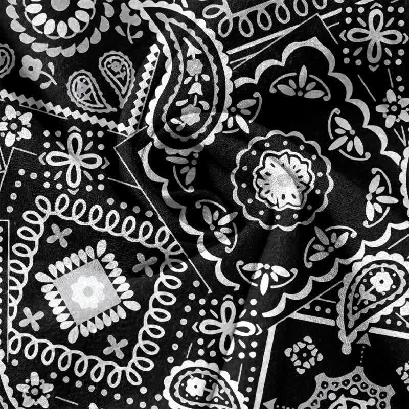 Buddha Stones Cotton Classic White Paisley Pattern Men's Short Sleeve Half Button Shirt - image 4