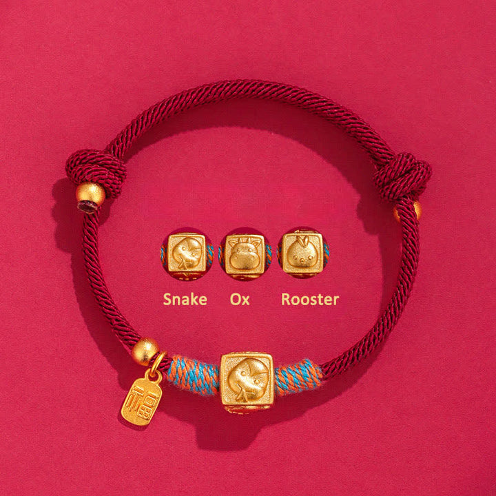 Buddha Stones Handmade Three Harmony Chinese Zodiac Protection Red String Bracelet - Snake Ox Rooster Triad Red String Bracelet - Red String(Protection♥Luck) - image 2