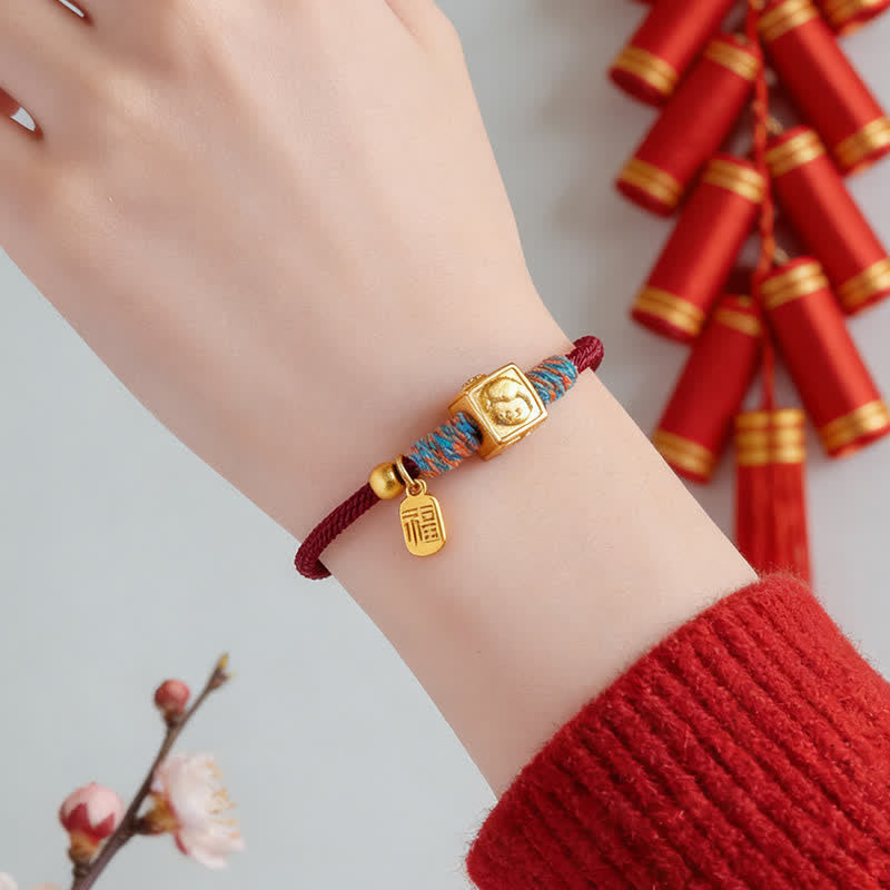 Buddha Stones Handmade Three Harmony Chinese Zodiac Protection Red String Bracelet - image 14
