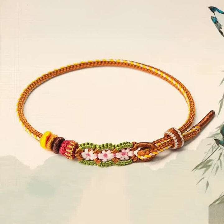Buddha Stones Hand-Woven Floral Chinese Knotting Fortune Adjustable Cord Bracelet - image 1