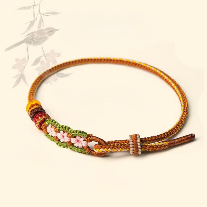 Buddha Stones Hand-Woven Floral Chinese Knotting Fortune Adjustable Cord Bracelet - String(Protection♥Luck) - image 0