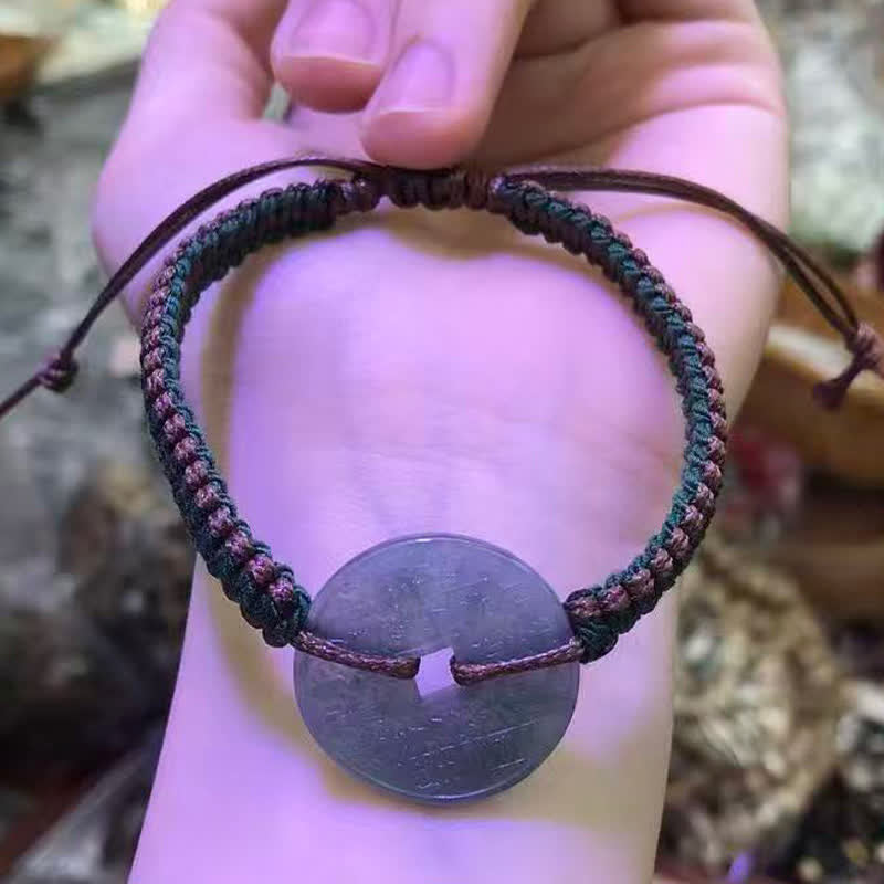 Buddha Stones Jade Peace Buckle Hand-Woven Tranquility Adjustable Bracelet - image 10