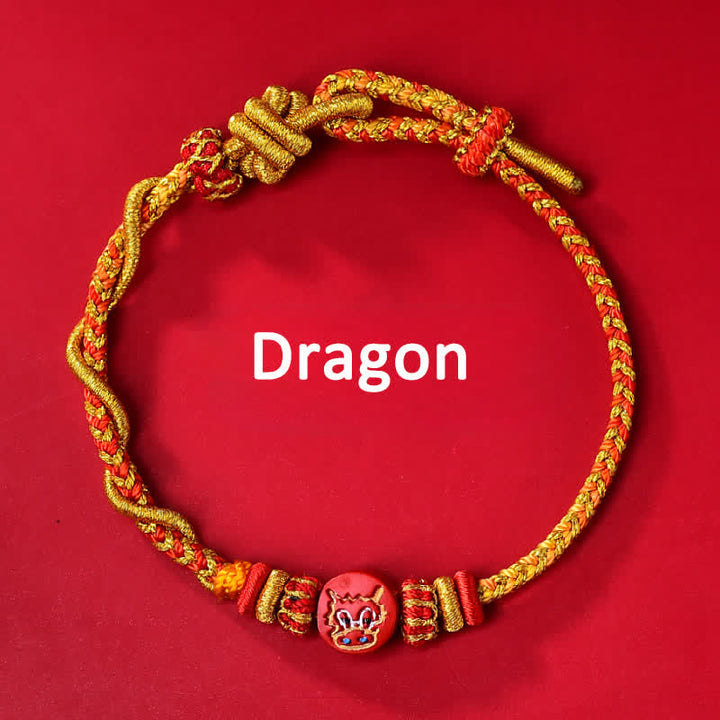 Buddha Stones Cinnabar Chinese Zodiac Blessing Hand-Woven Red String Bracelet - Chinese Zodiac(Strength ♥ Power) - Dragon - Cinnabar(Blessing♥Calm) - image 9