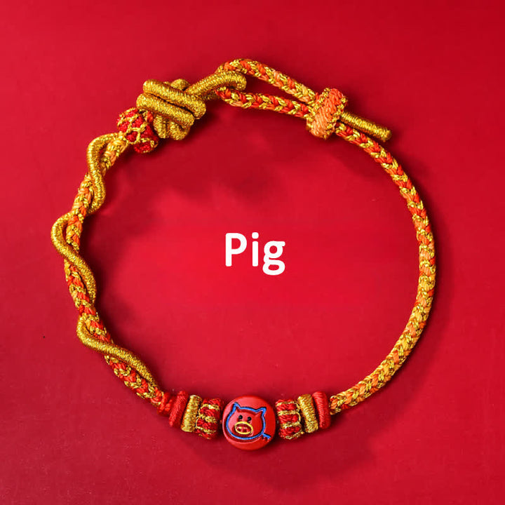 Buddha Stones Cinnabar Chinese Zodiac Blessing Hand-Woven Red String Bracelet - Chinese Zodiac(Protection ♥ Vitality) - Pig - Cinnabar(Blessing♥Calm) - image 15